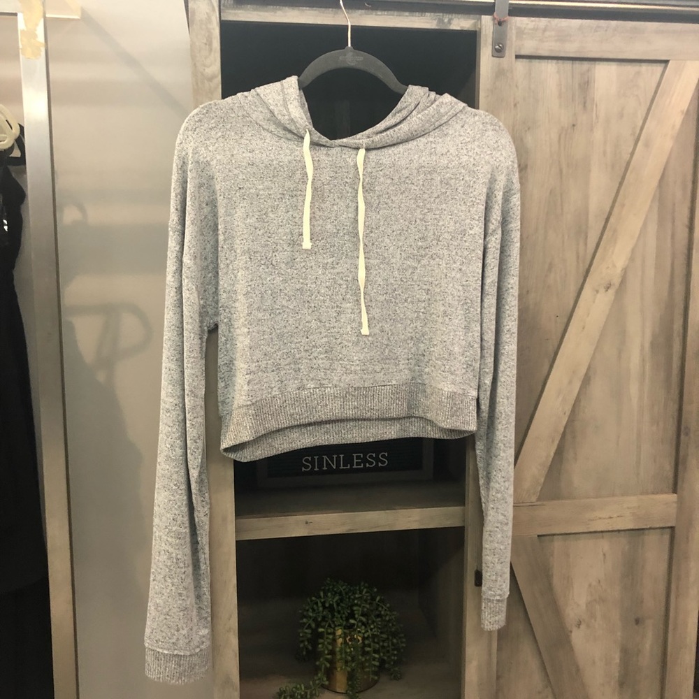 Soft Gray Cropped Hoodie